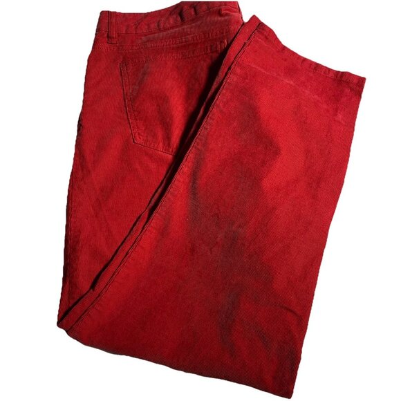 Lands End Womans Vermilion Red Fit 1 Size 18 Straight Leg Corduroy Pants Pockets - Picture 13 of 13